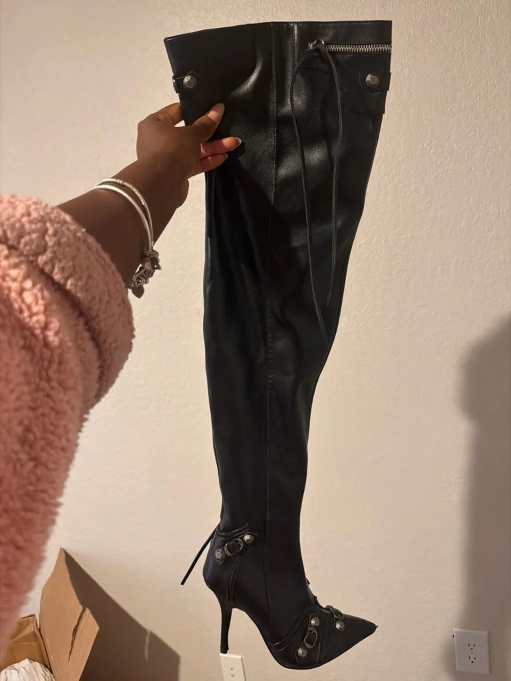 Fashion Nova Black Over-The-Knee Pointed Stiletto Boots